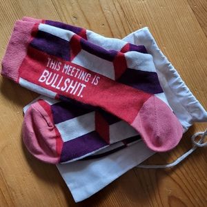 FREE w $50 bundle. Blue Q. Geo print socks in pink, white, burgundy. Wm M. NWOT